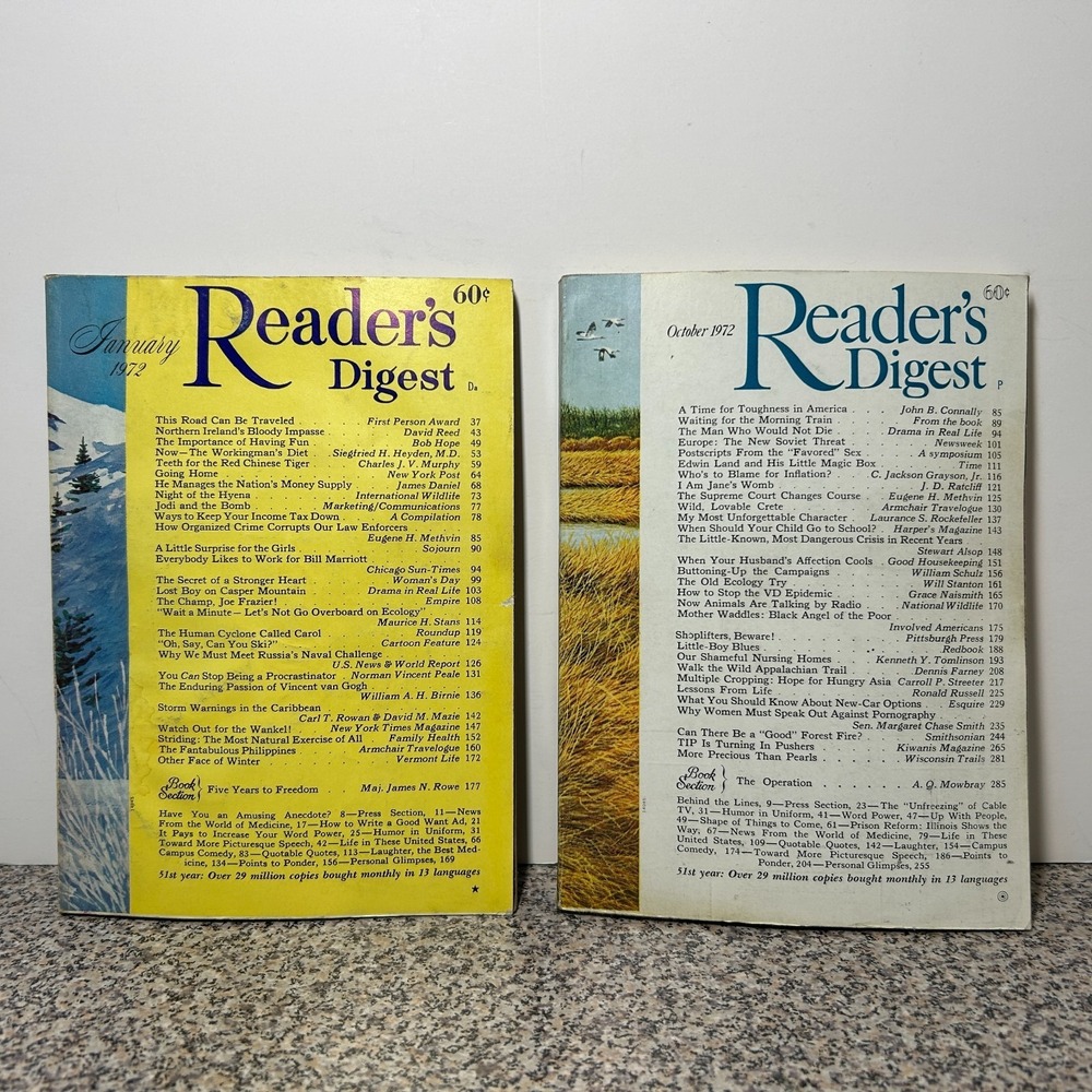1973 January October READER'S DIGEST MAGAZINE Vintage History Short Stories Ads